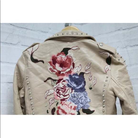 Blank NYC Floral Embroidered Studded Moto Jacket - Women's Size XS - Picture 3 of 6